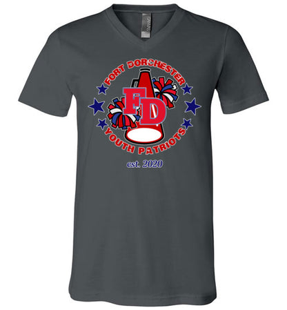 YOUTH PATRIOTS CHEER UNISEX VNECK TEE