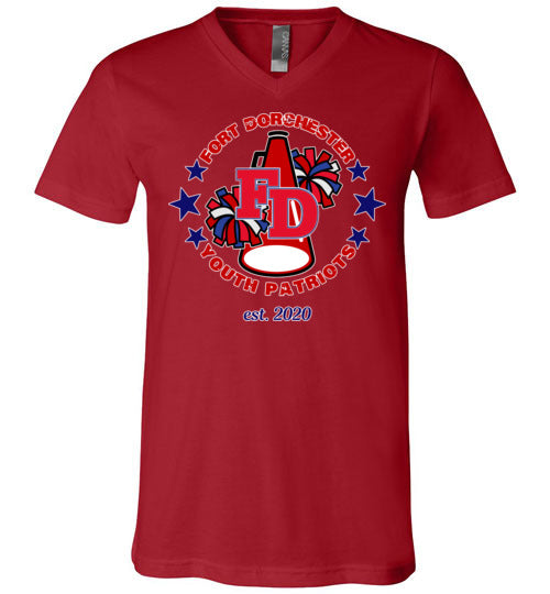 YOUTH PATRIOTS CHEER UNISEX VNECK TEE