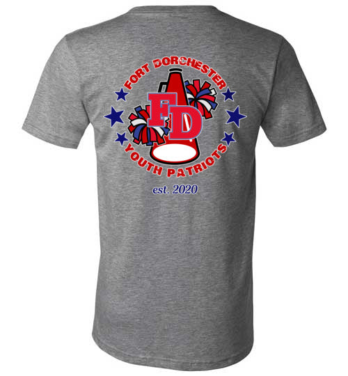 YOUTH PATRIOTS CHEER TWO SIDED V NECK TEE