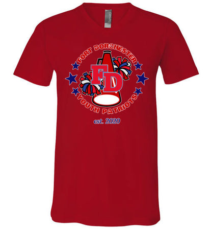 YOUTH PATRIOTS CHEER UNISEX VNECK TEE