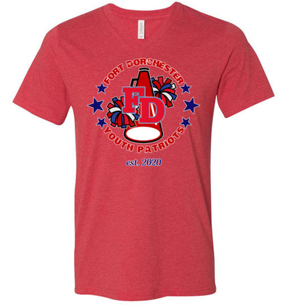 YOUTH PATRIOTS CHEER UNISEX VNECK TEE