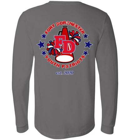 YOUTH PATRIOTS CHEER TWO SIDED LONG SLEEVE UNISEX TEE