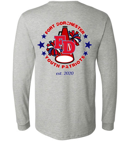 YOUTH PATRIOTS CHEER TWO SIDED LONG SLEEVE UNISEX TEE