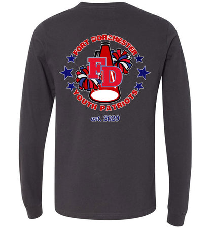 YOUTH PATRIOTS CHEER TWO SIDED LONG SLEEVE UNISEX TEE