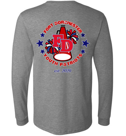 YOUTH PATRIOTS CHEER TWO SIDED LONG SLEEVE UNISEX TEE