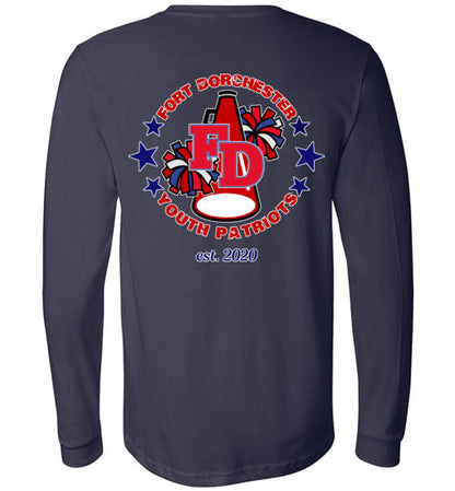 YOUTH PATRIOTS CHEER TWO SIDED LONG SLEEVE UNISEX TEE