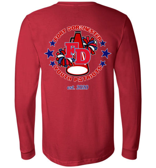 YOUTH PATRIOTS CHEER TWO SIDED LONG SLEEVE UNISEX TEE