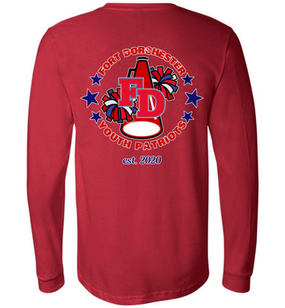 YOUTH PATRIOTS CHEER TWO SIDED LONG SLEEVE UNISEX TEE