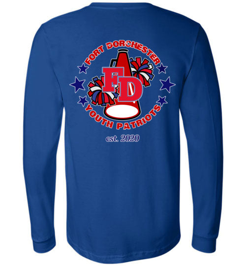 YOUTH PATRIOTS CHEER TWO SIDED LONG SLEEVE UNISEX TEE