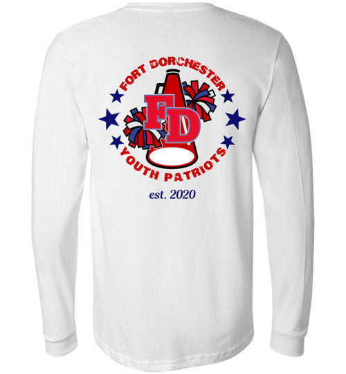 YOUTH PATRIOTS CHEER TWO SIDED LONG SLEEVE UNISEX TEE