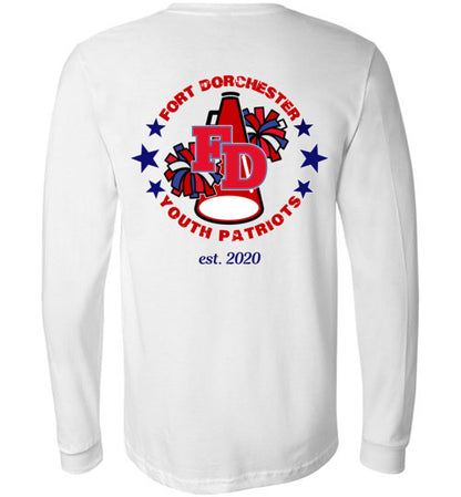 YOUTH PATRIOTS CHEER TWO SIDED LONG SLEEVE UNISEX TEE