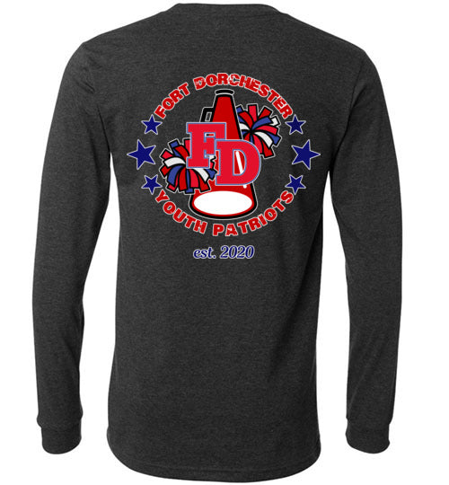 YOUTH PATRIOTS CHEER TWO SIDED LONG SLEEVE UNISEX TEE