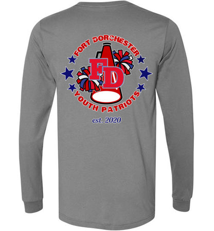 YOUTH PATRIOTS CHEER TWO SIDED LONG SLEEVE UNISEX TEE