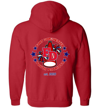 YOUTH PATRIOTS CHEER TWO SIDED ZIP HOODIE