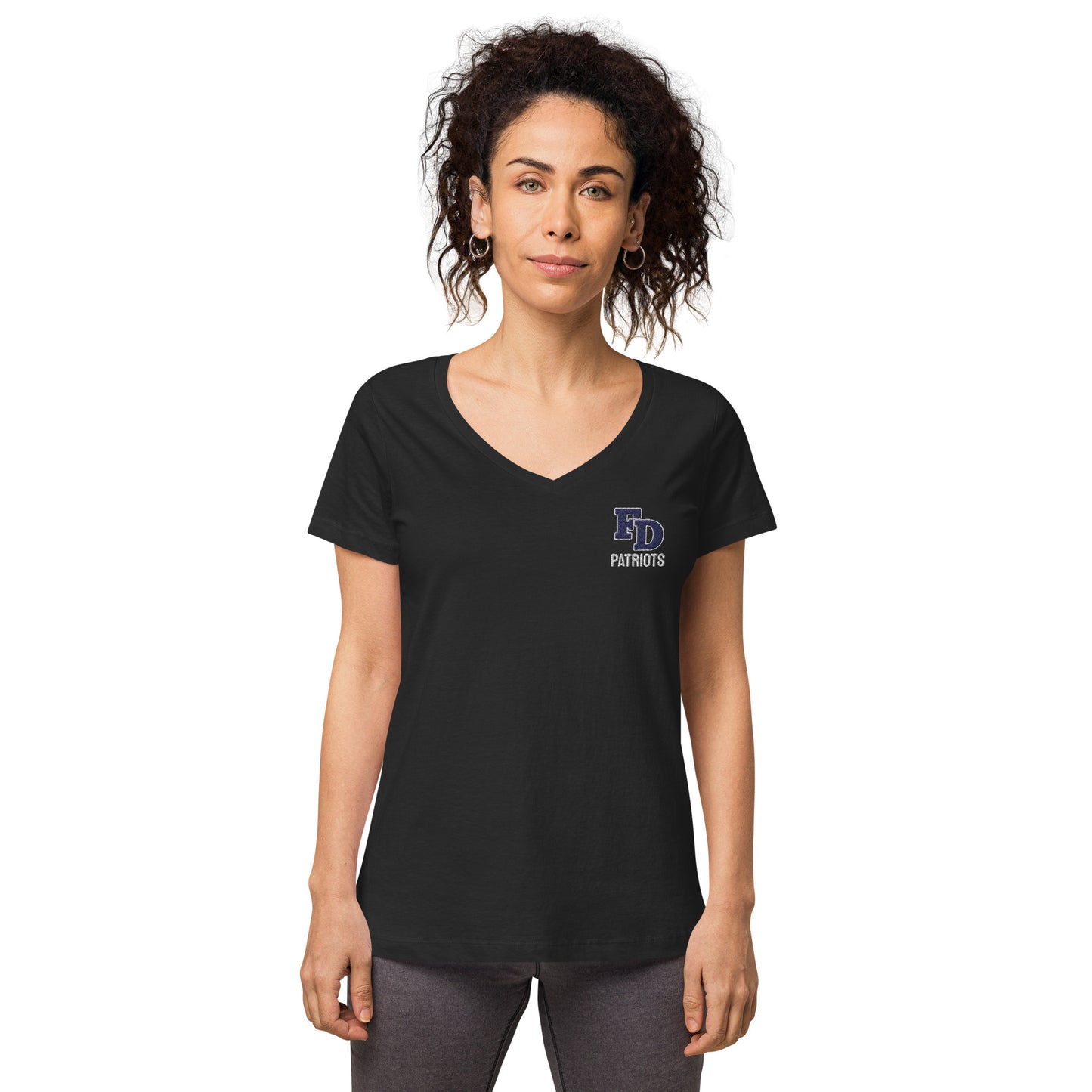 FD Patriots Embroidered Women’s fitted v-neck t-shirt