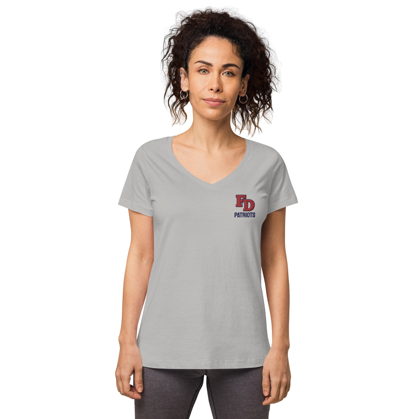 FD Patriots Embroidered Women’s fitted v-neck t-shirt