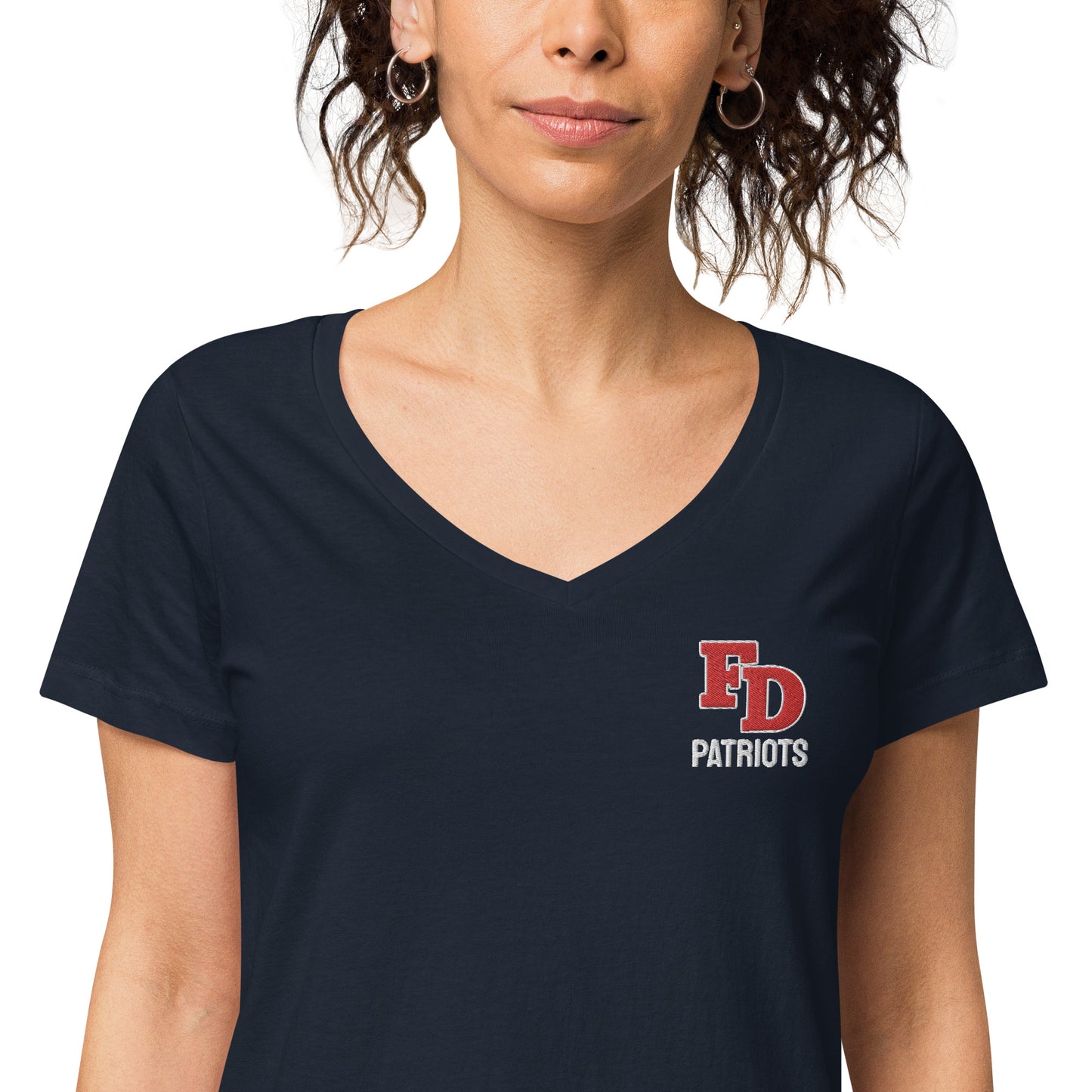 FD Patriots Embroidered Women’s fitted v-neck t-shirt