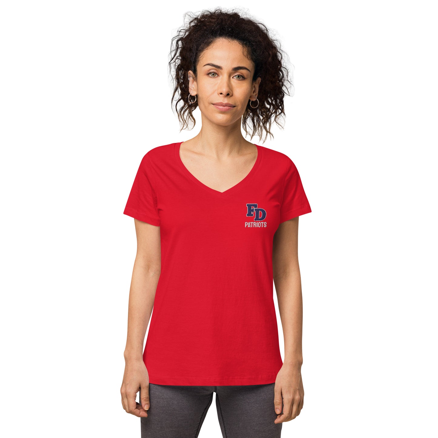 FD Patriots Embroidered Women’s fitted v-neck t-shirt