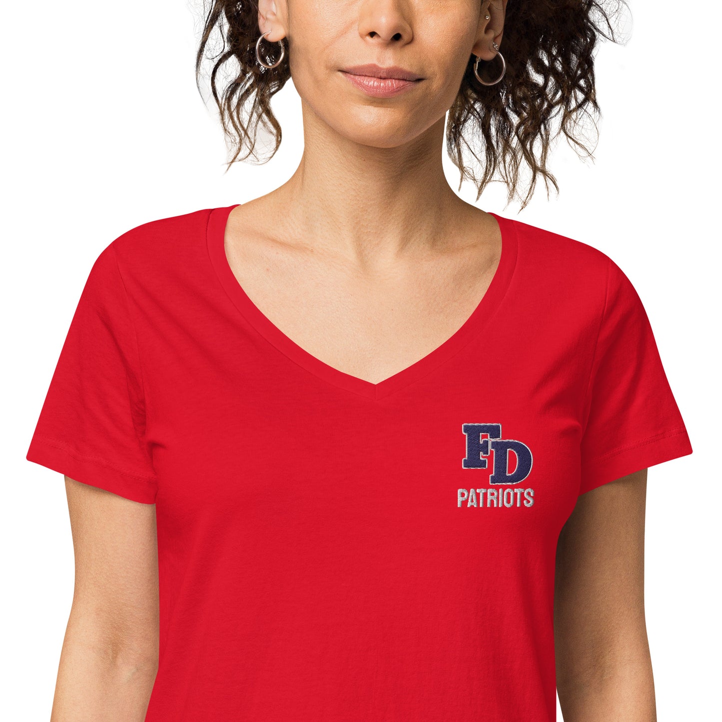 FD Patriots Embroidered Women’s fitted v-neck t-shirt