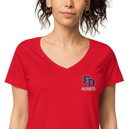 FD Patriots Embroidered Women’s fitted v-neck t-shirt