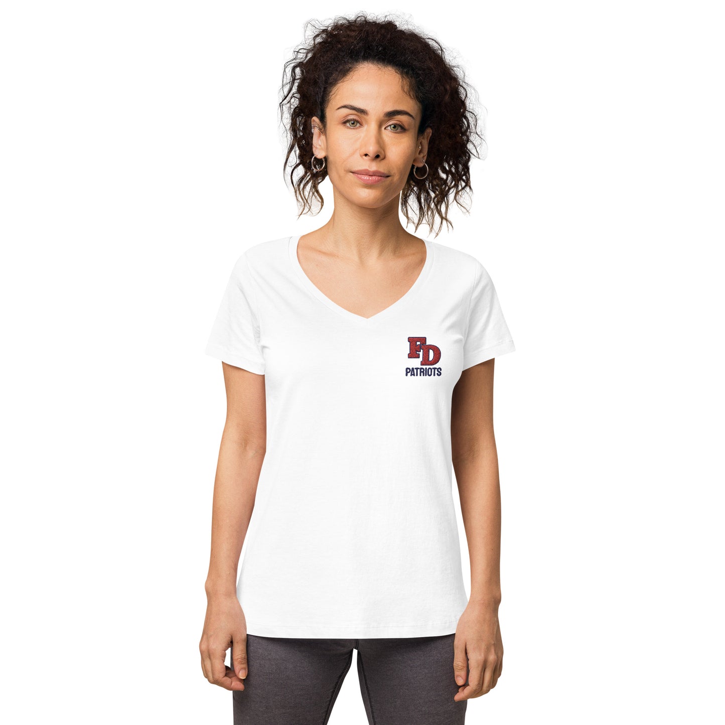 FD Patriots Embroidered Women’s fitted v-neck t-shirt