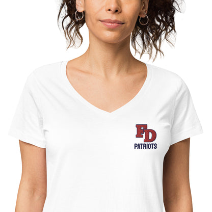 FD Patriots Embroidered Women’s fitted v-neck t-shirt